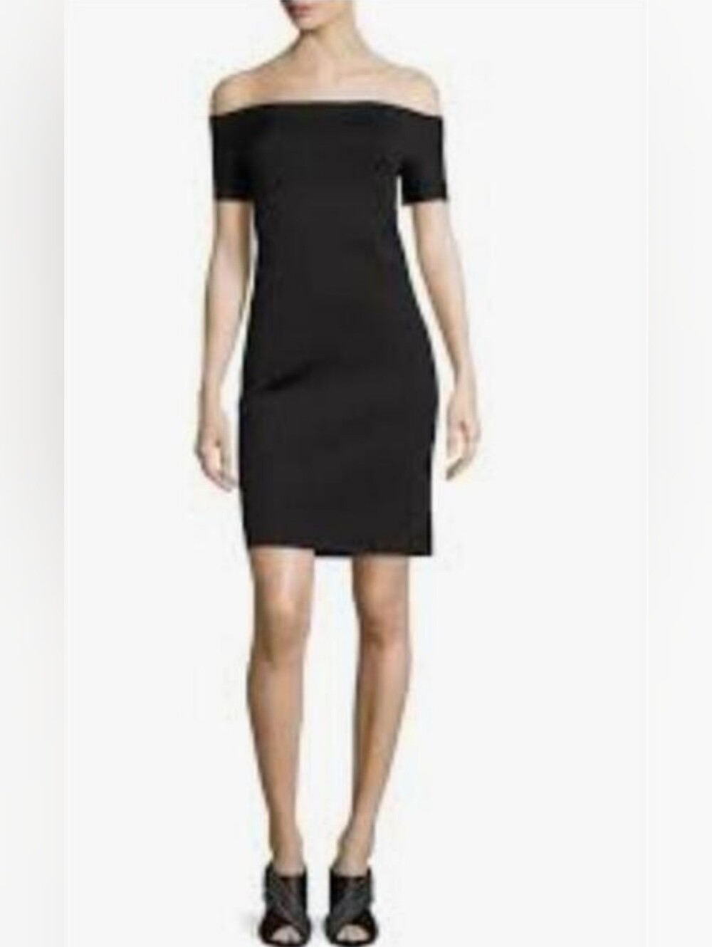 Helmut Lang Black Off The Shoulder Scuba Dress Size Small